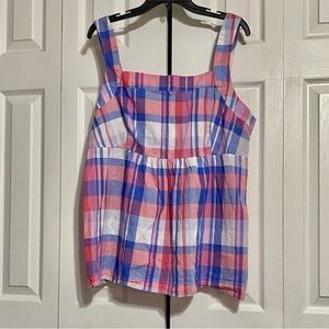JOULES cotton plaid Pink & blue tank top shirt blouse size 14